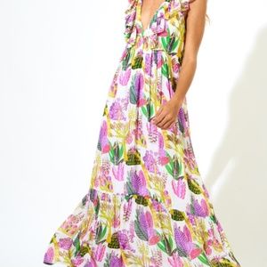 Oliphant Ruffle V Neck Maxi Fauna Lilac